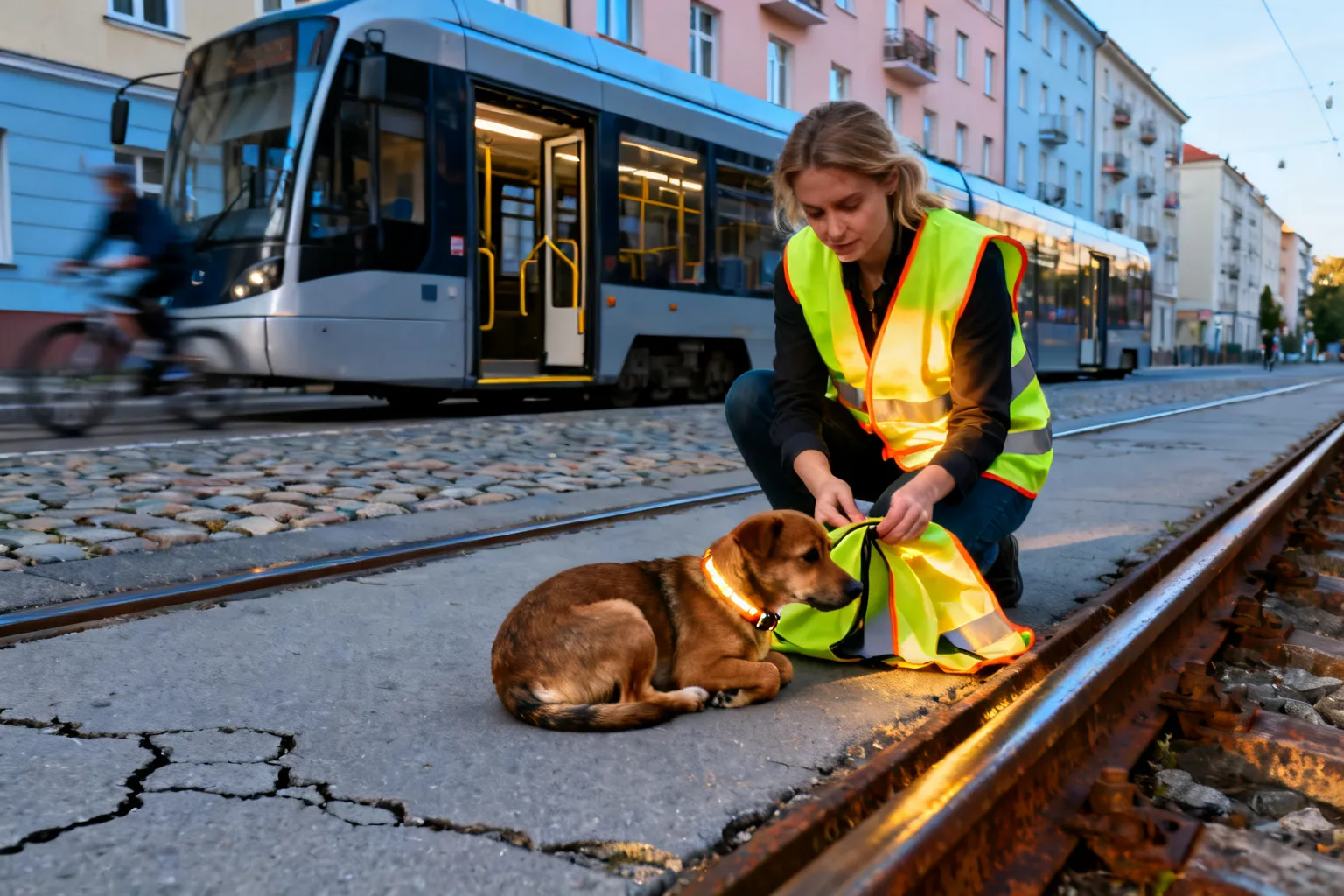 Potrącenie psa przez tramwaj na Ujeścisku w Gdańsku