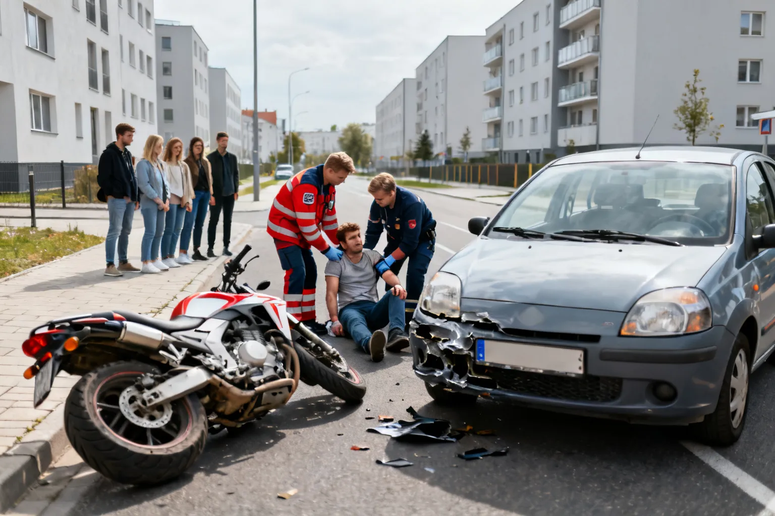 Wypadek ul. Nowatorów Gdańsk — motocykl zderzył się z samochodem, jedna osoba poszkodowana